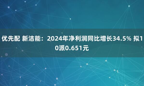 优先配 新洁能：2024年净利润同比增长34.5% 拟10派0.651元