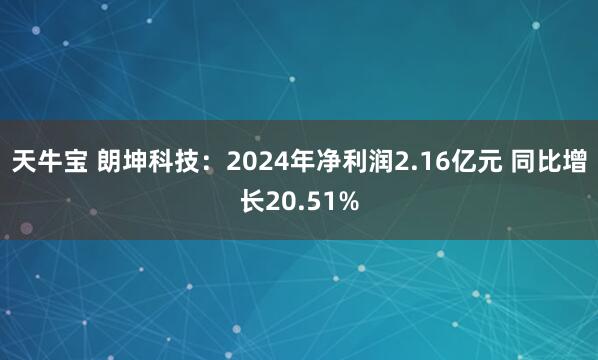天牛宝 朗坤科技：2024年净利润2.16亿元 同比增长20.51%